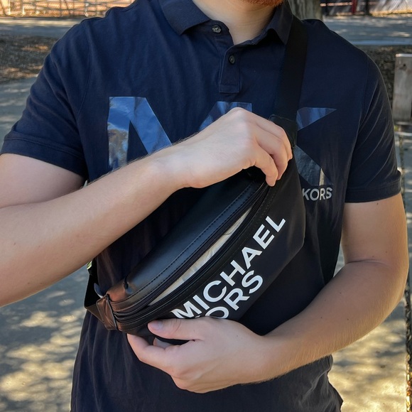 MICHAEL KORS MEN SIGNATURE LOGO POLO SHIRT TENNIS RUGBY NAVY BLUE MK CASUAL JOCK - Picture 8 of 16